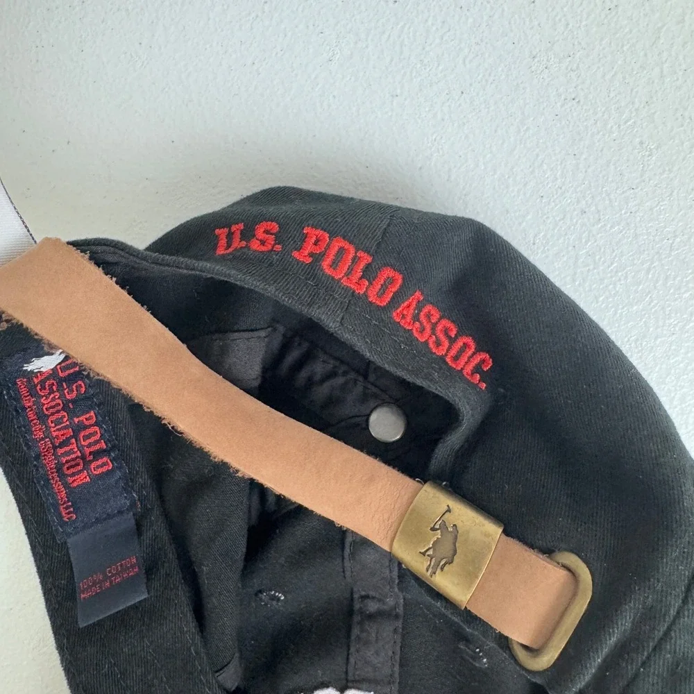 Vintage US Polo ASSN Hat Adult OS Black USA Flag USPA Prep 1890‎